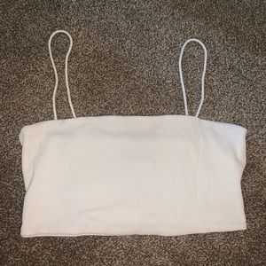 SHEIN White rib knit crop tank top